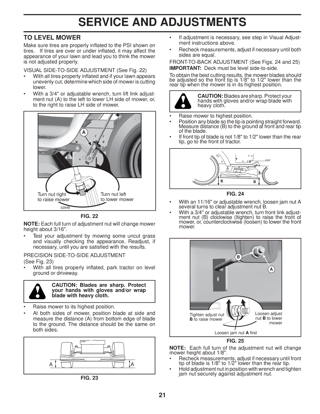 Husqvarna 2348 LS manual To Level Mower 