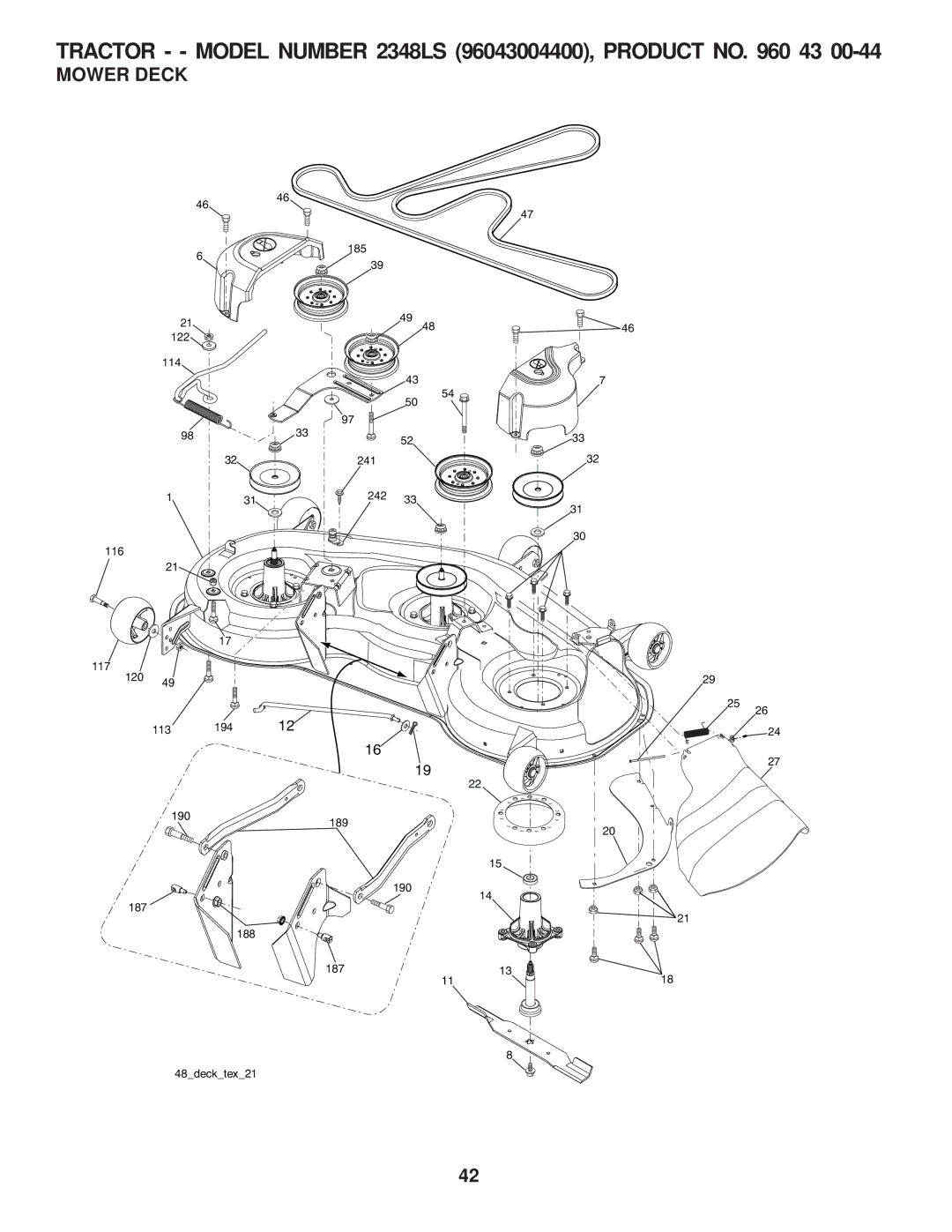 Husqvarna 2348 LS manual Mower Deck 