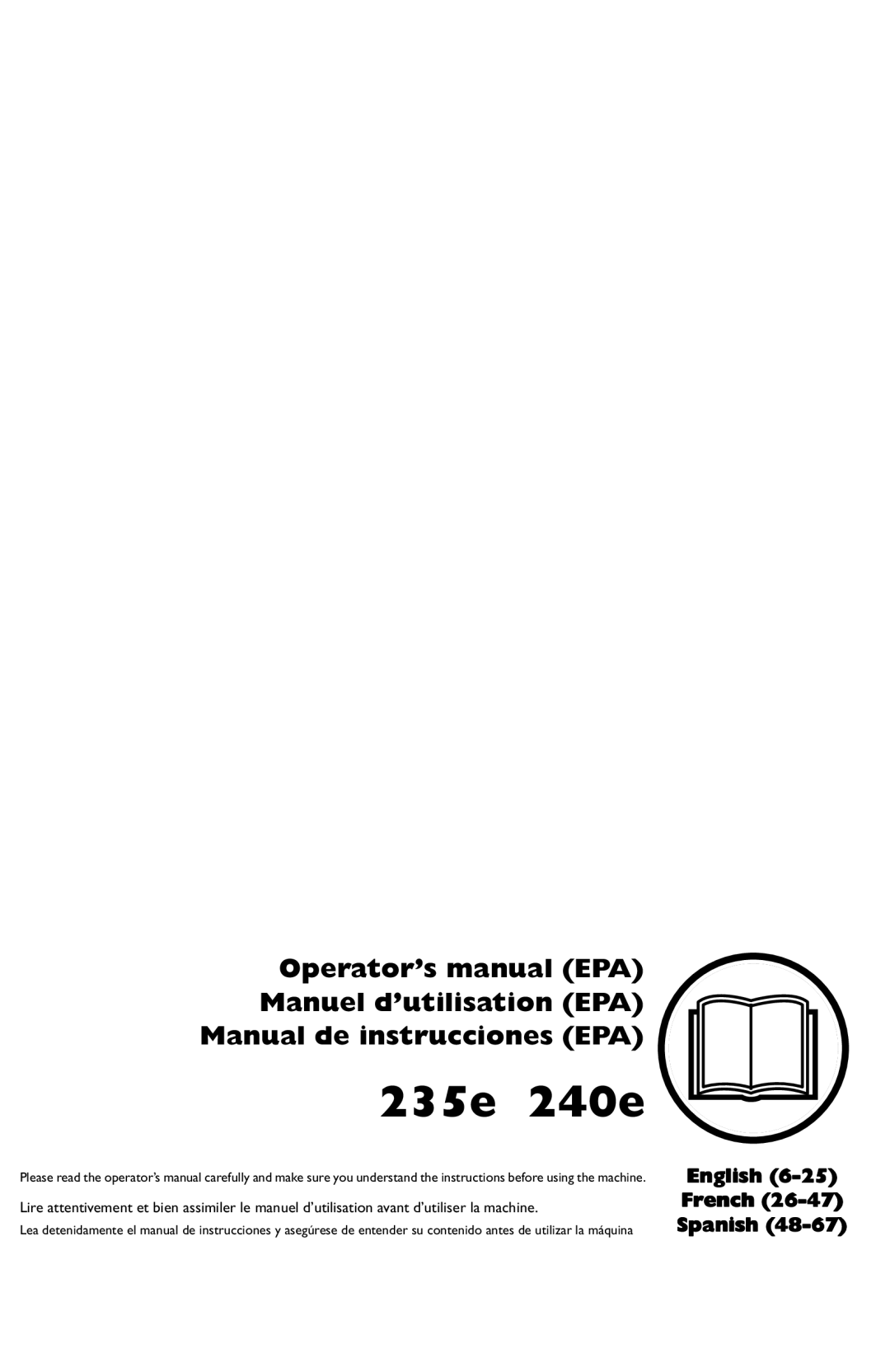 Husqvarna manuel dutilisation 235e 240e, Operator’s manual EPA Manuel d’utilisation EPA, Manual de instrucciones EPA 