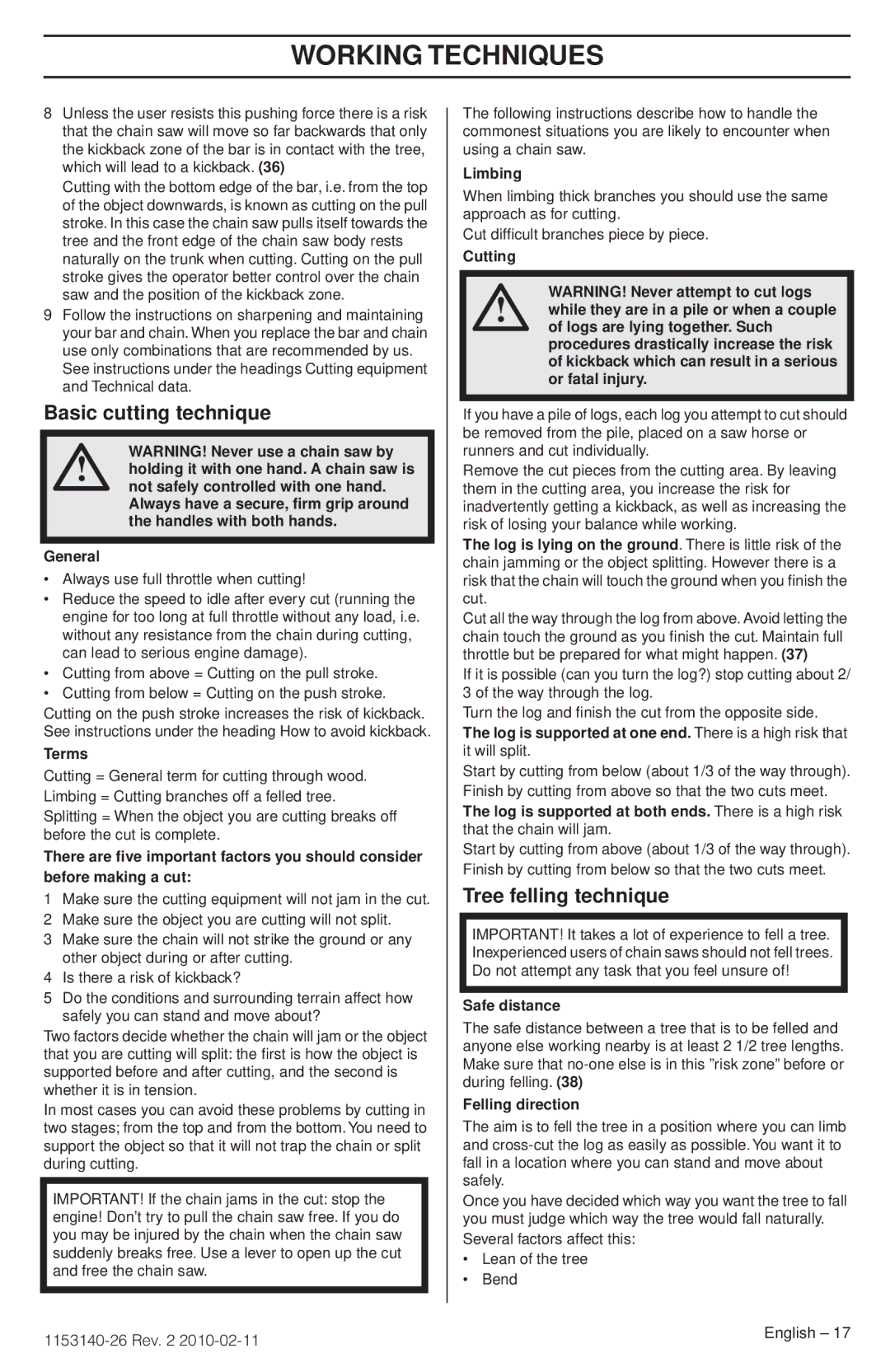Husqvarna 236E manuel dutilisation Basic cutting technique, Tree felling technique 