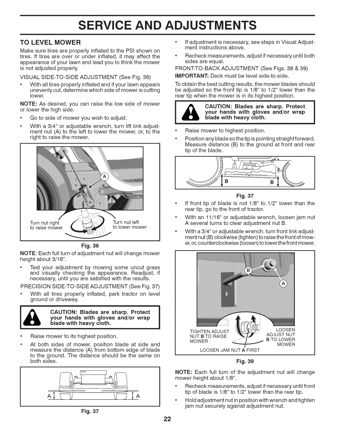 Husqvarna 240440 owner manual To Level Mower, Your hands with gloves and/or wrap 