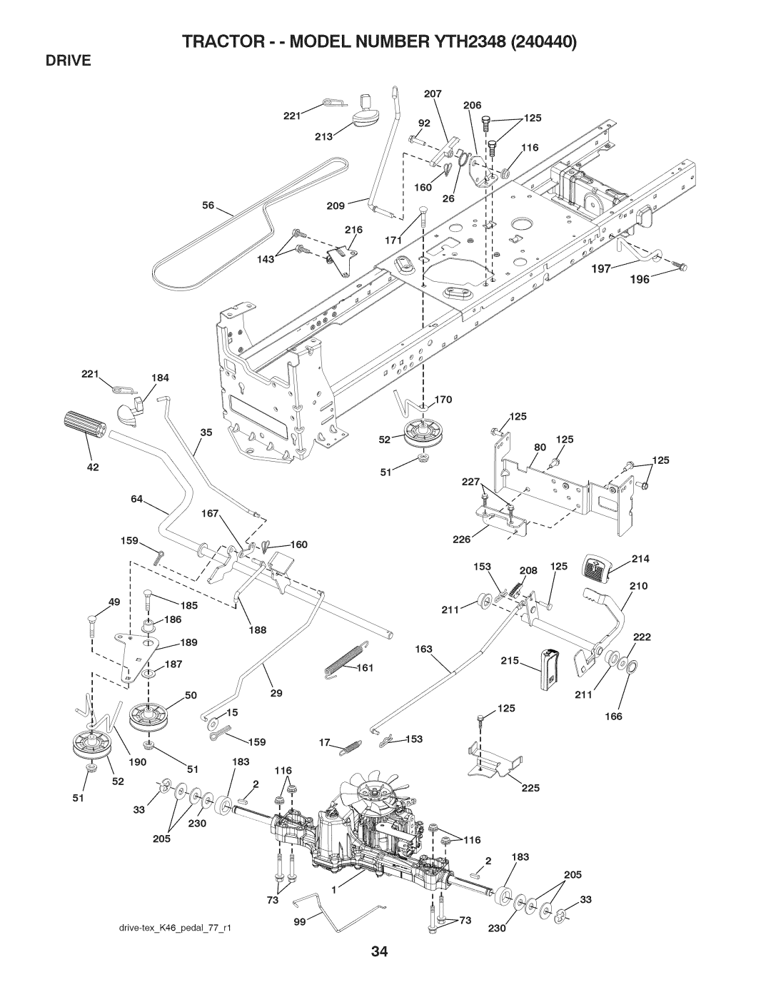 Husqvarna 240440 owner manual Tractor - Model Number YTH2348 Drive 