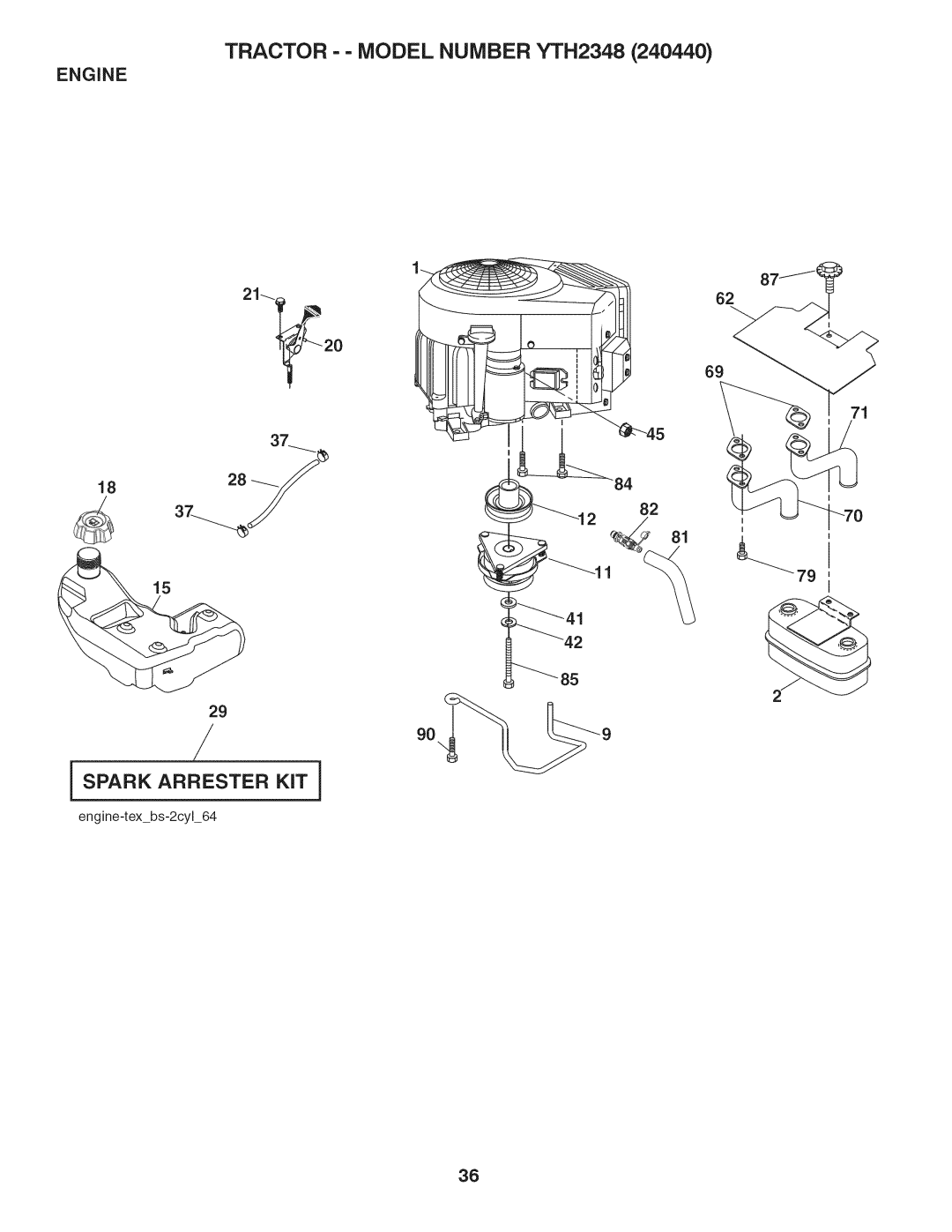 Husqvarna 240440 owner manual Engine 