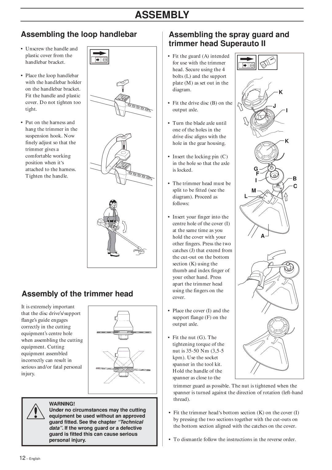 Husqvarna 240L, 232L, 227L/LD manual Assembly of the trimmer head 