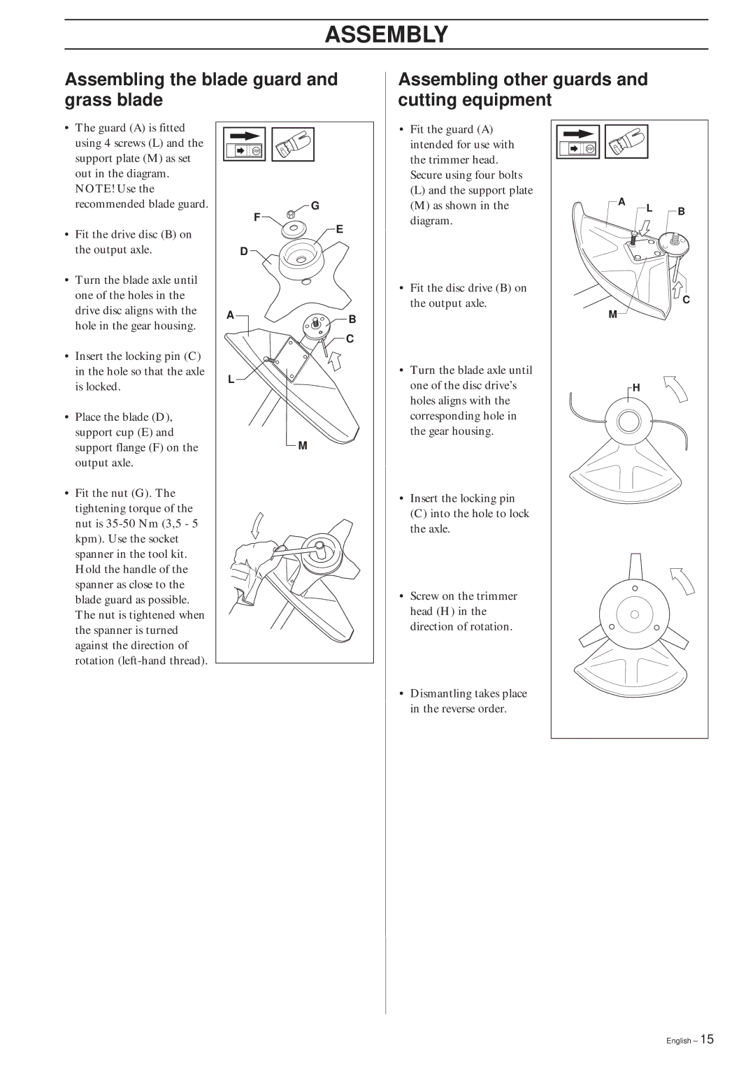 Husqvarna 240RJ, 227RJ, 232RJ manual Dismantling takes place in the reverse order 