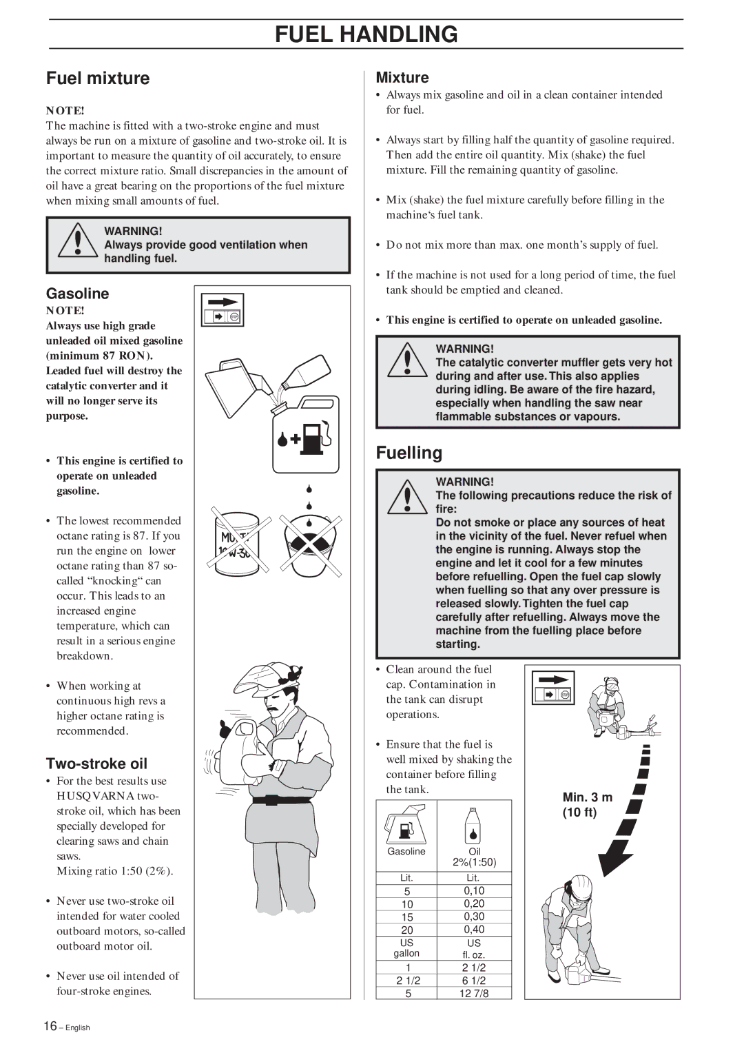 Husqvarna 227RJ, 240RJ, 232RJ manual Fuel Handling, Fuel mixture, Fuelling 