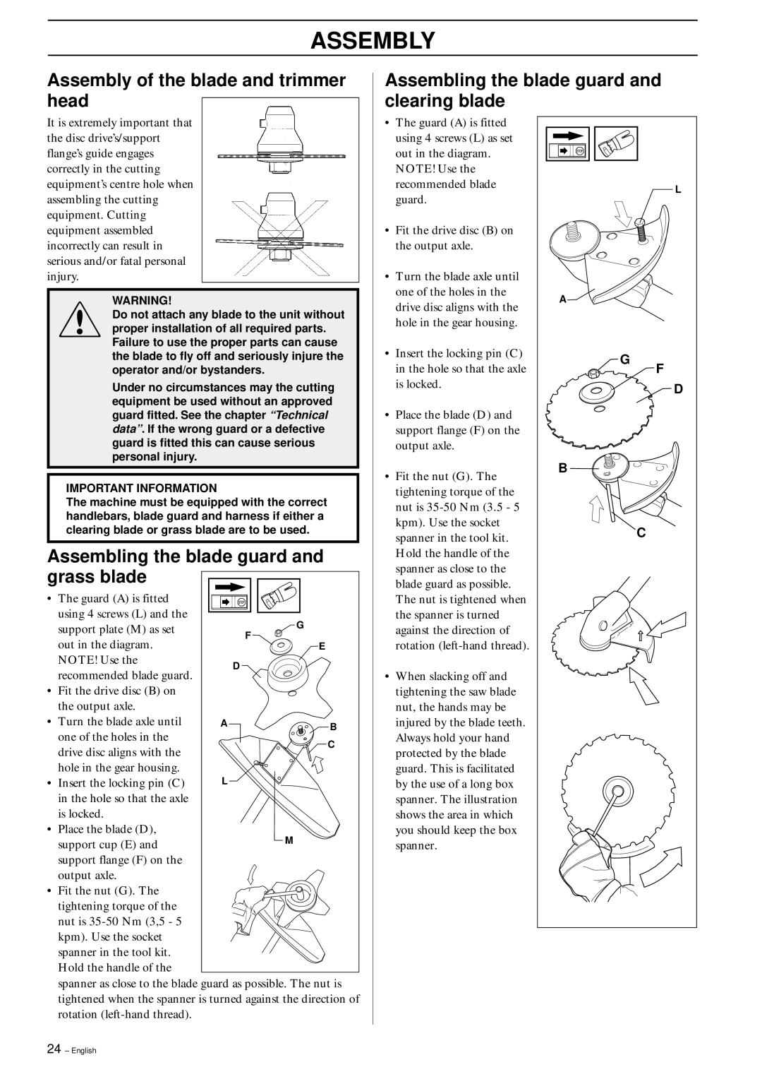 Husqvarna 245R/RX, 245 RX manual Grass blade 