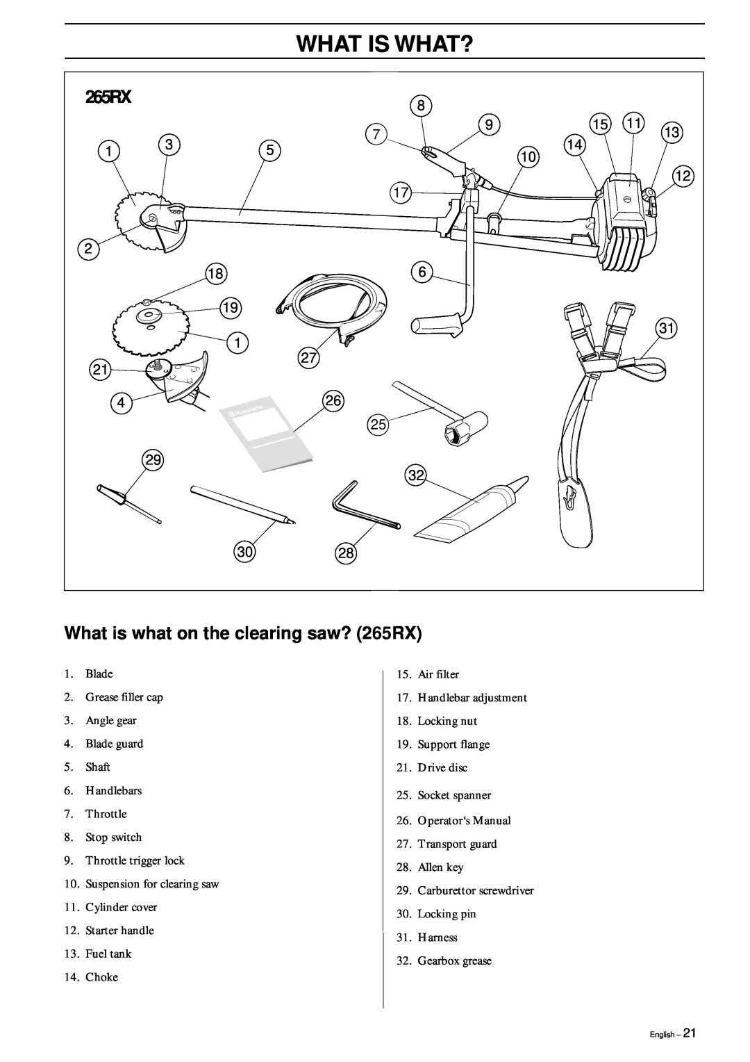 Husqvarna 245 RX, 245R/RX manual What is what on the clearing saw? 265RX, What Is What? 