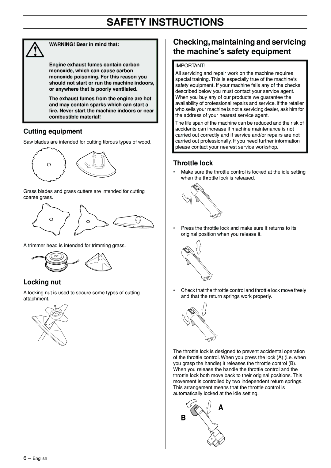 Husqvarna 245RX manual Cutting equipment, Locking nut 