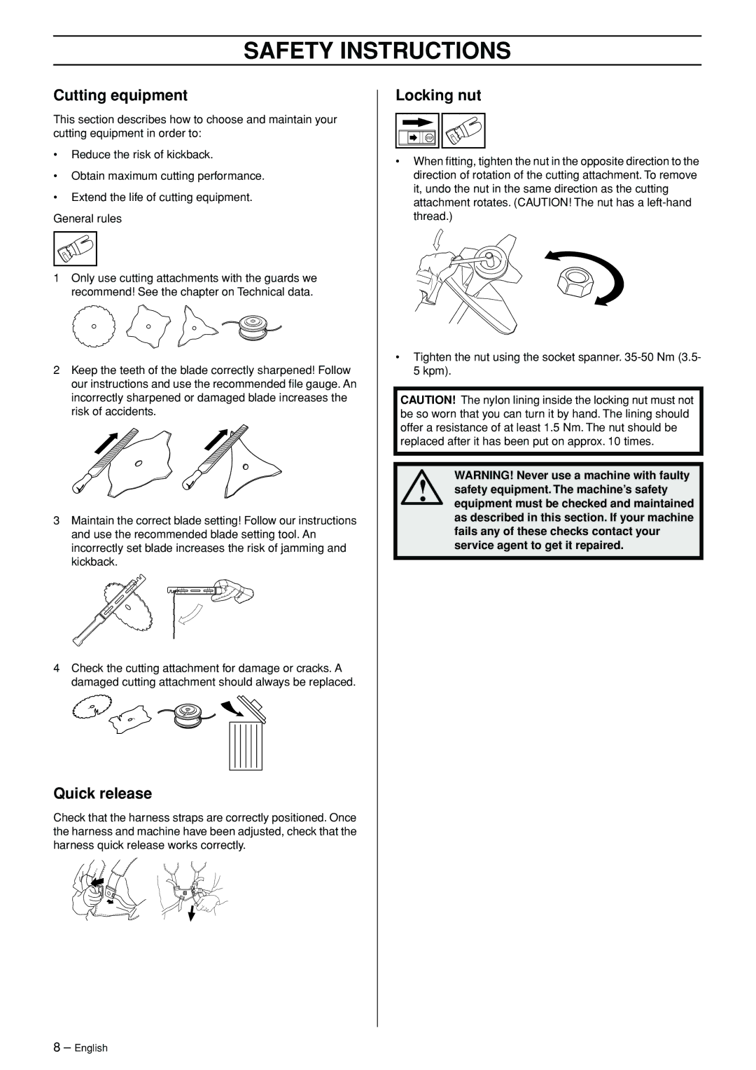 Husqvarna 245RX manual Quick release 