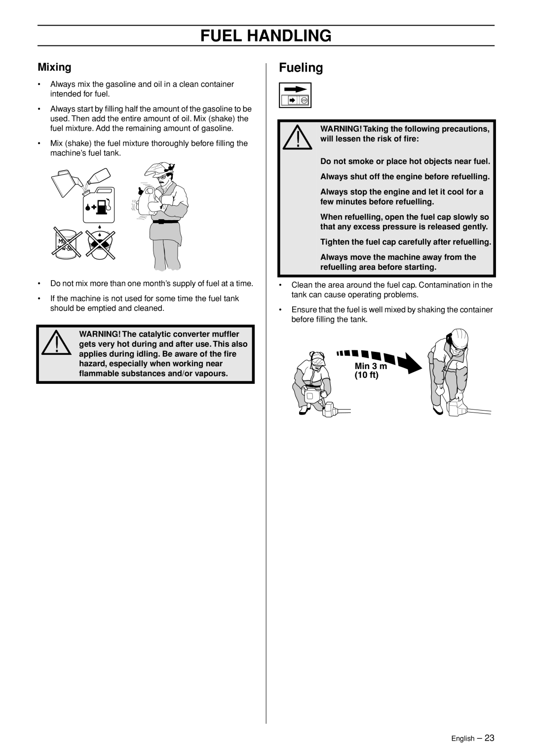 Husqvarna 250 R manual Fueling, Mixing 