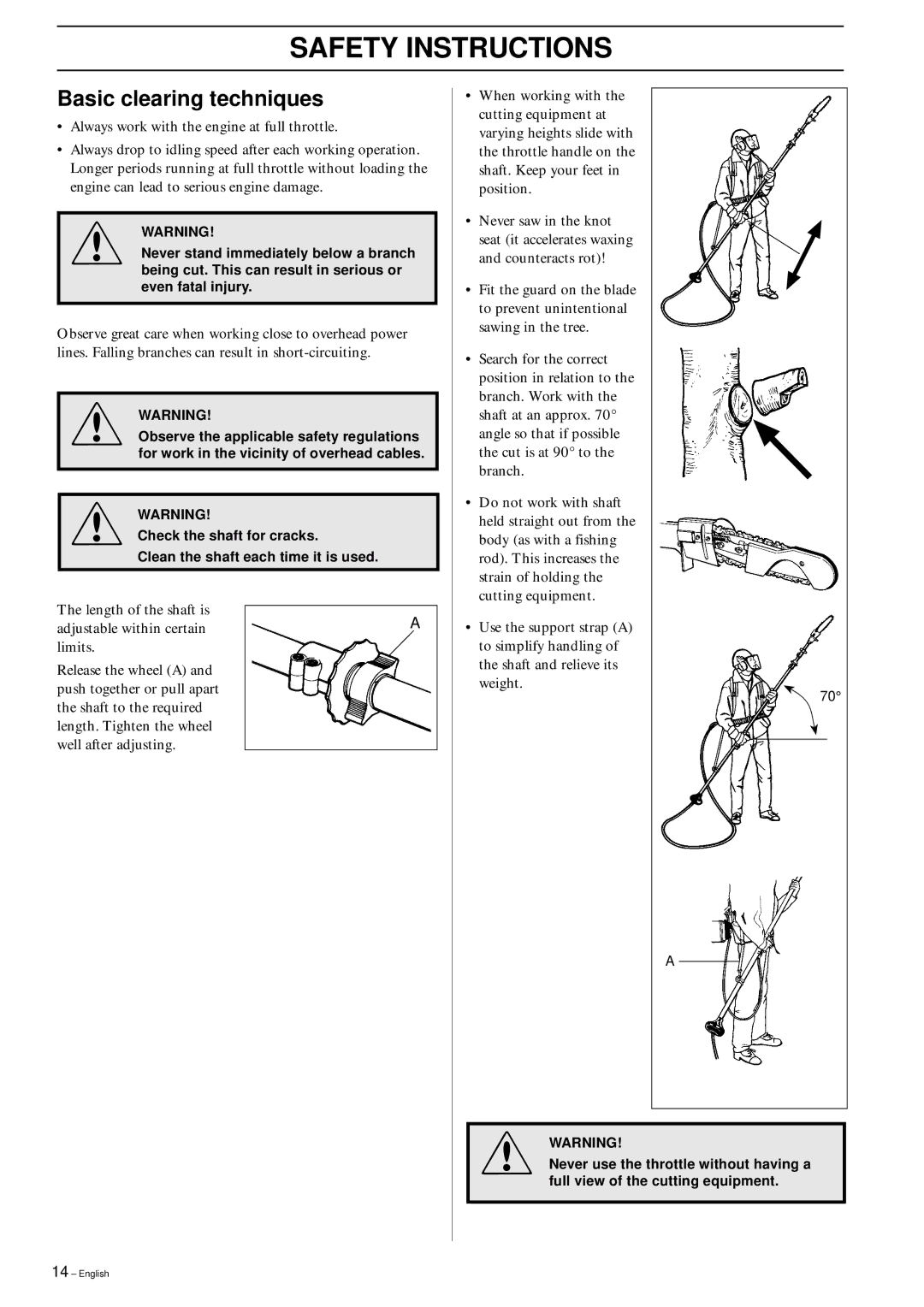 Husqvarna 250PS manual Basic clearing techniques 