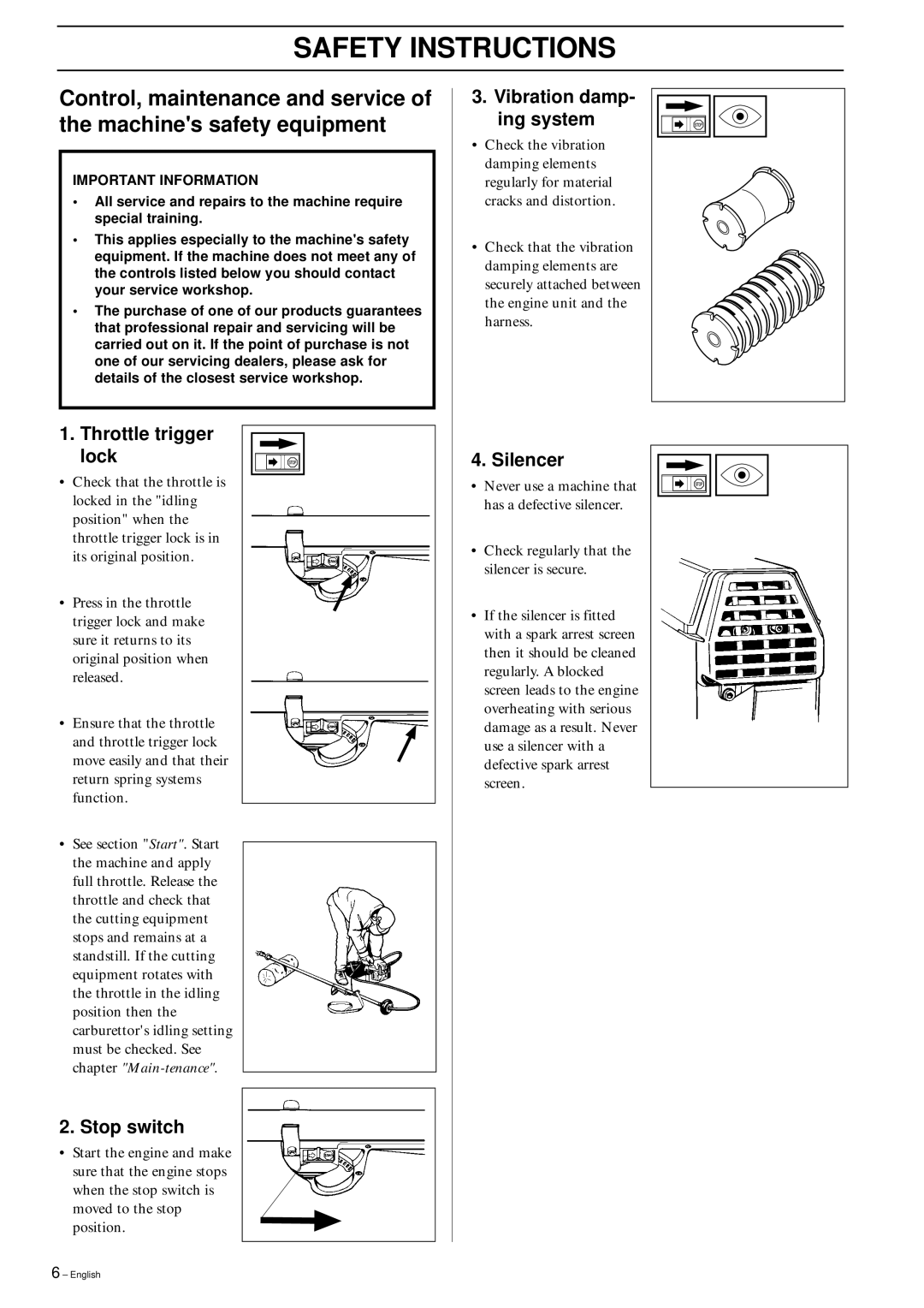 Husqvarna 250PS manual Safety Instructions 