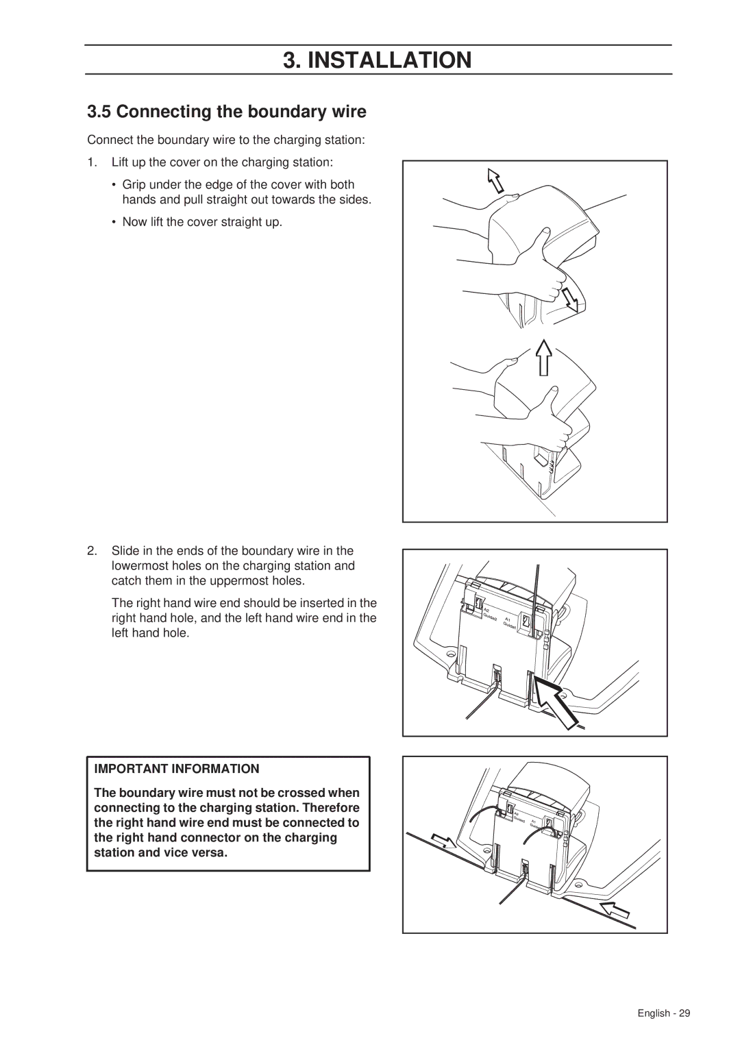 Husqvarna 260 ACX manual Connecting the boundary wire 