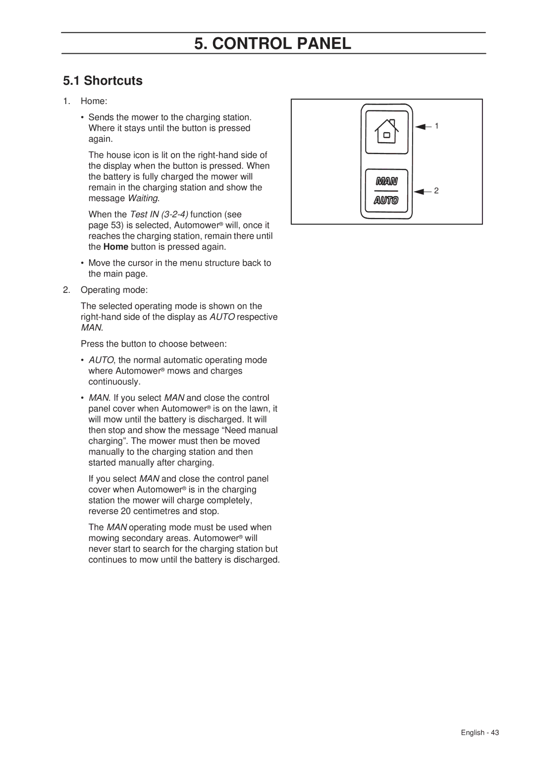 Husqvarna 260 ACX manual Shortcuts 