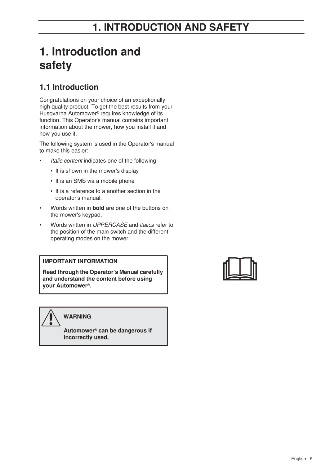 Husqvarna 260 ACX manual Introduction Safety 