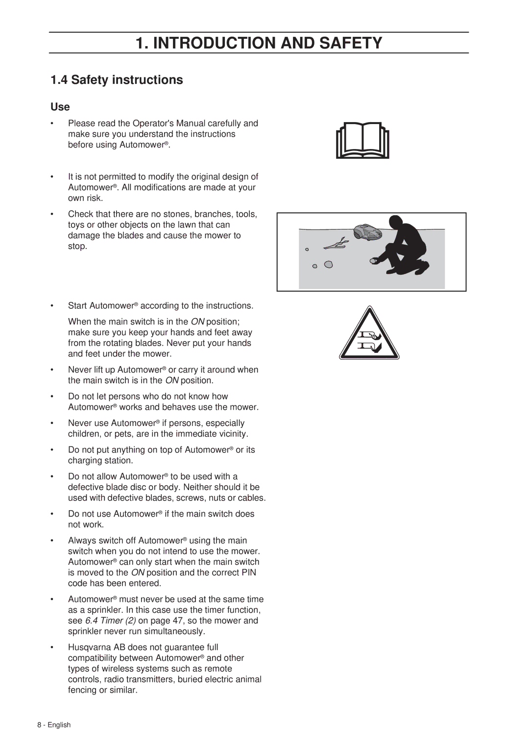 Husqvarna 260 ACX manual Safety instructions, Use 