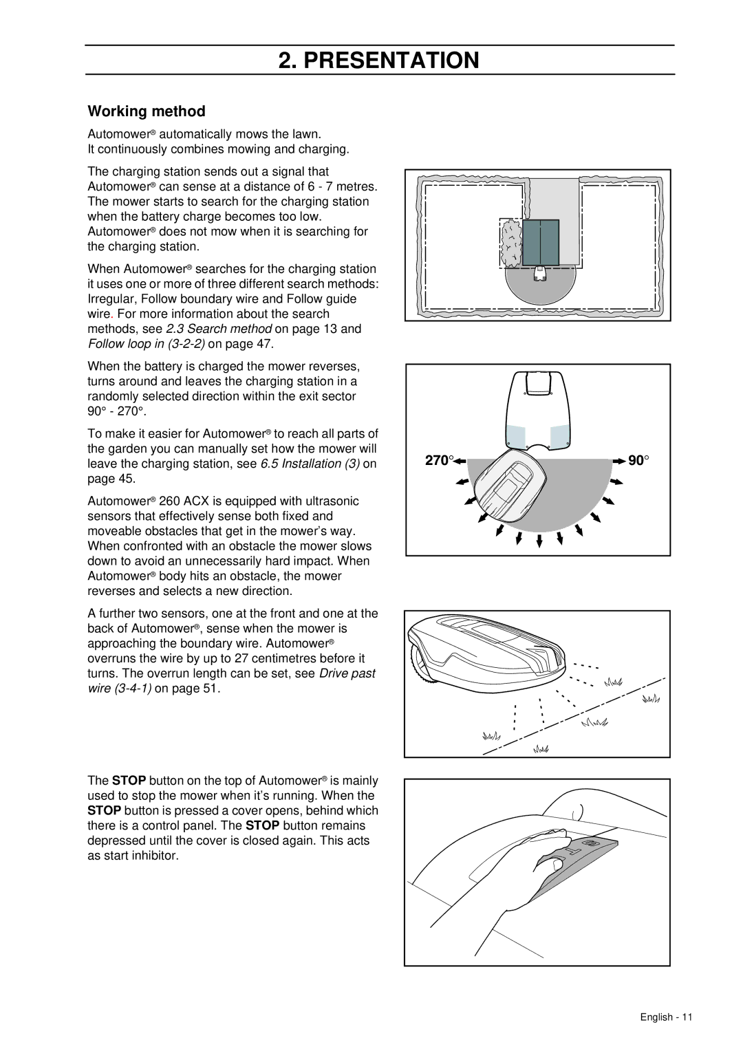 Husqvarna 260 ACX manual Working method 