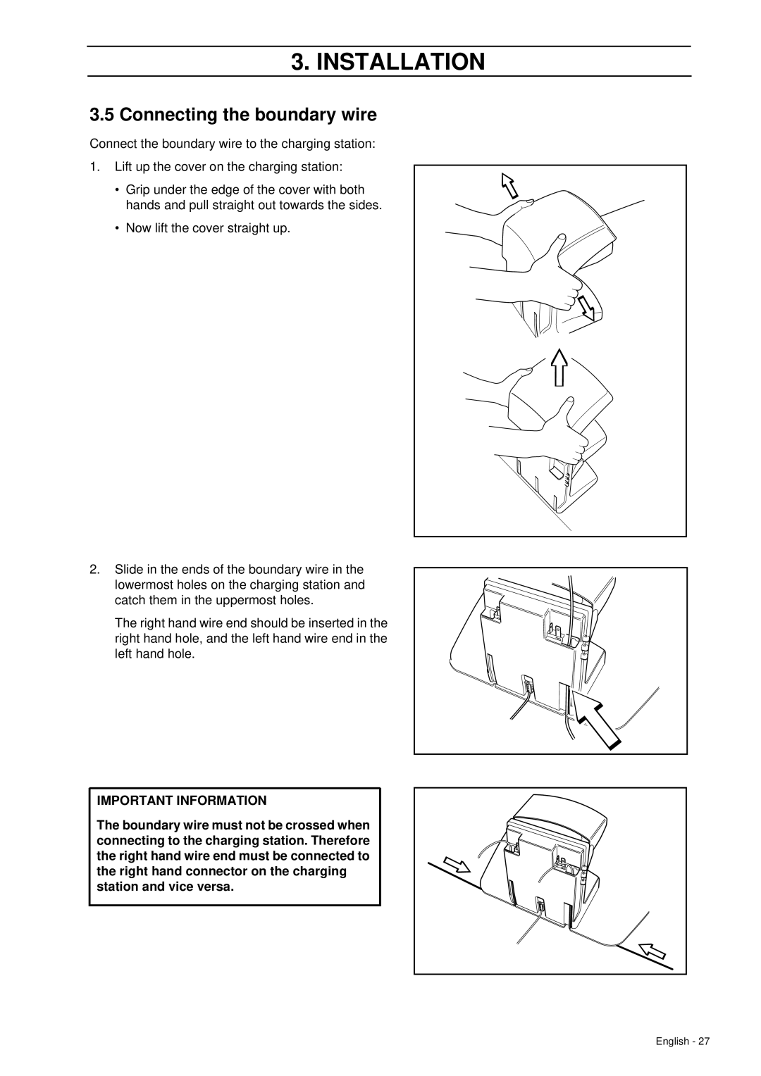 Husqvarna 260 ACX manual Connecting the boundary wire 