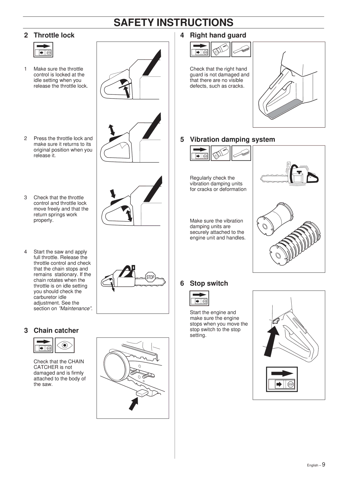 Husqvarna 261 manual Throttle lock 