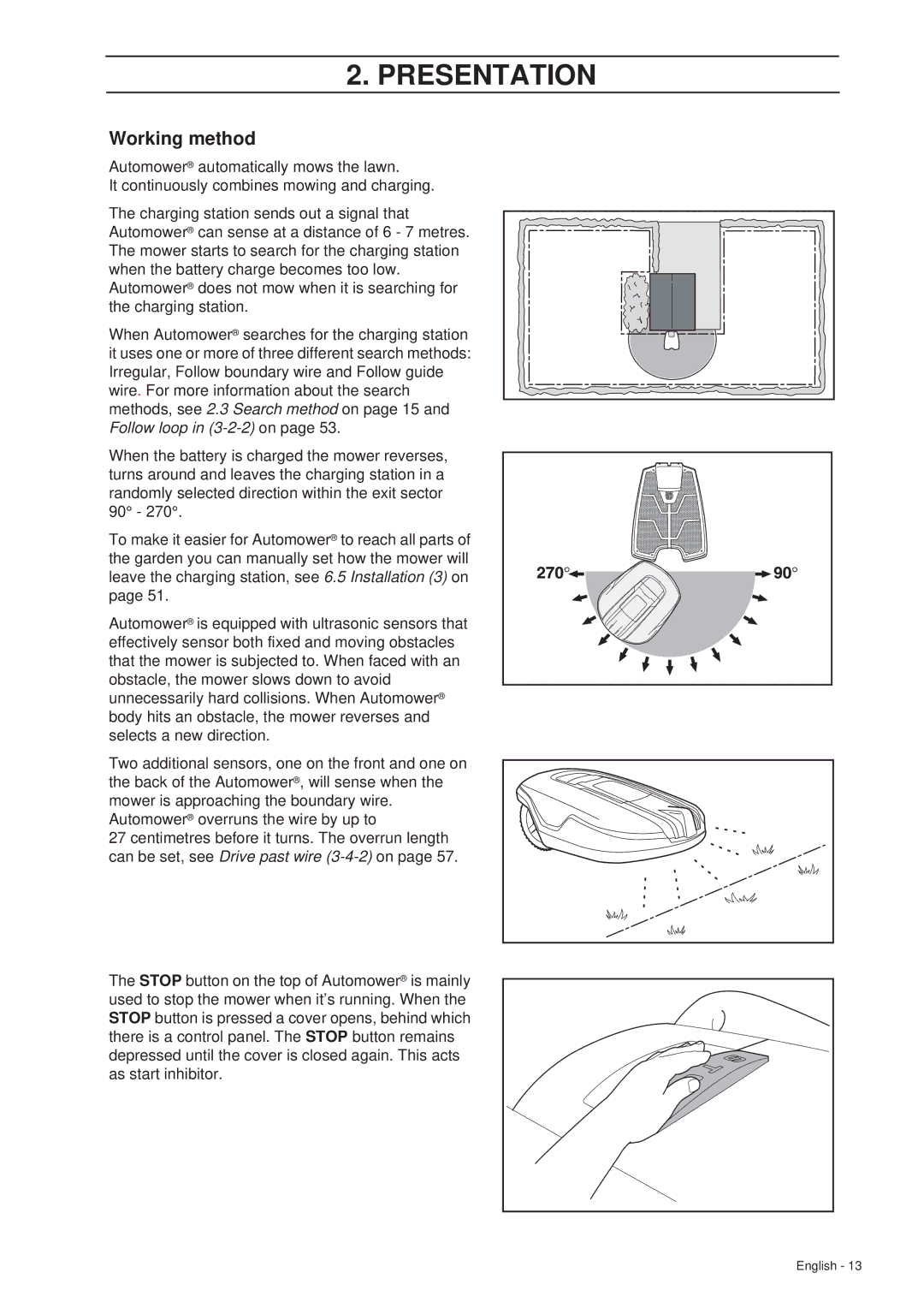 Husqvarna 265 ACX manual Working method 