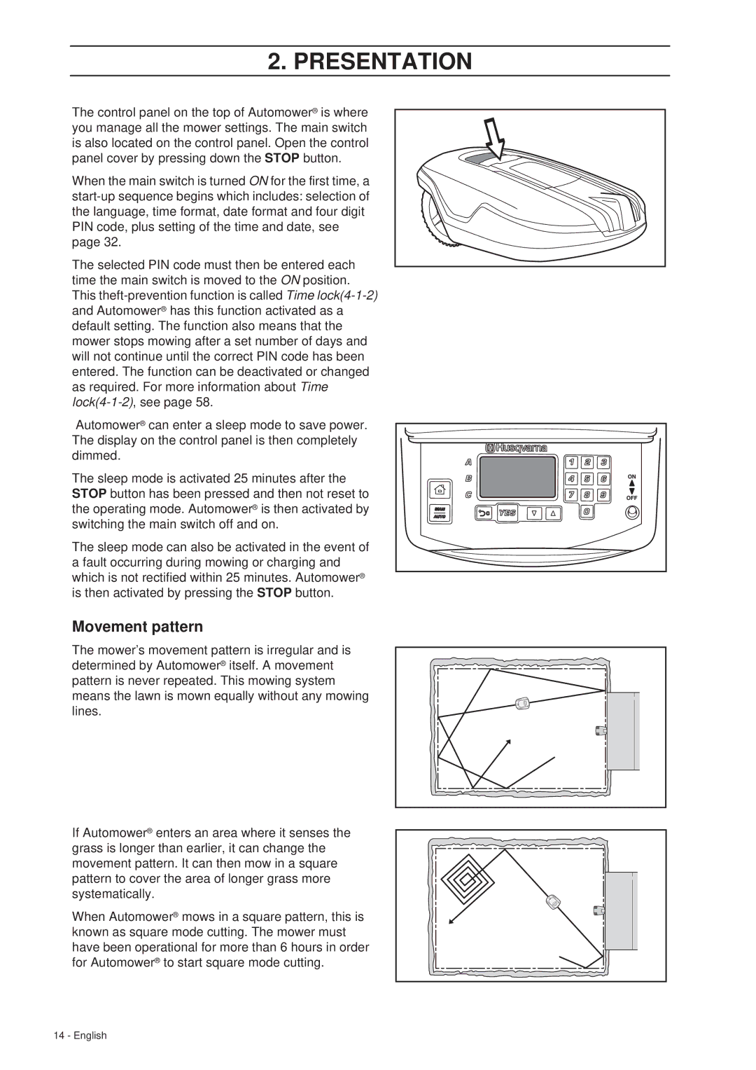 Husqvarna 265 ACX manual Movement pattern 