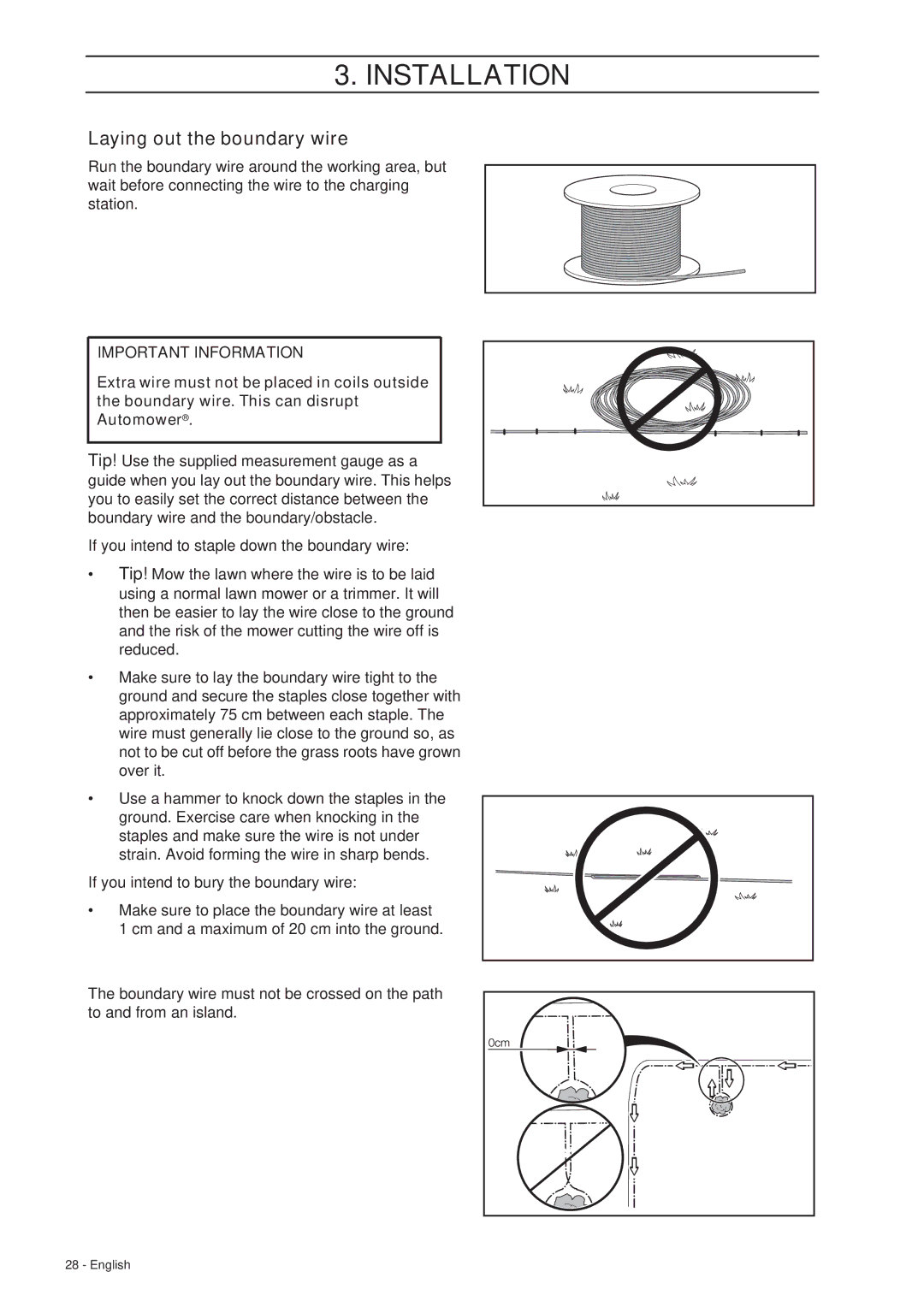 Husqvarna 265 ACX manual Laying out the boundary wire 