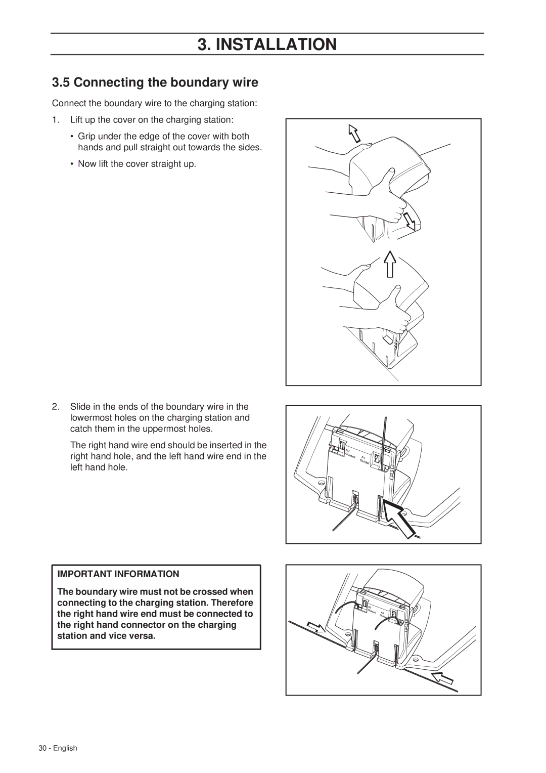 Husqvarna 265 ACX manual Connecting the boundary wire 