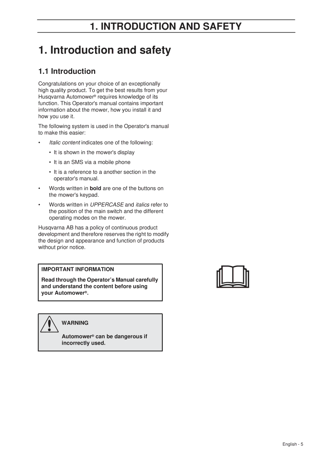 Husqvarna 265 ACX manual Introduction and safety 