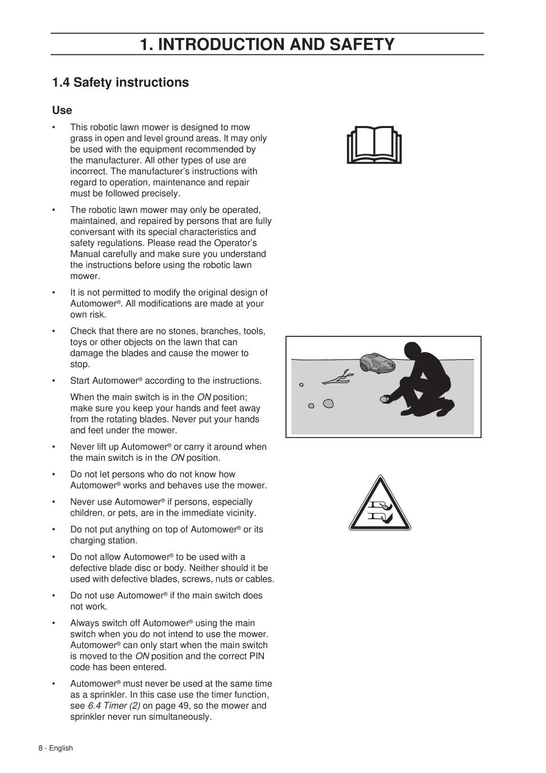 Husqvarna 265 ACX manual Safety instructions, Use 