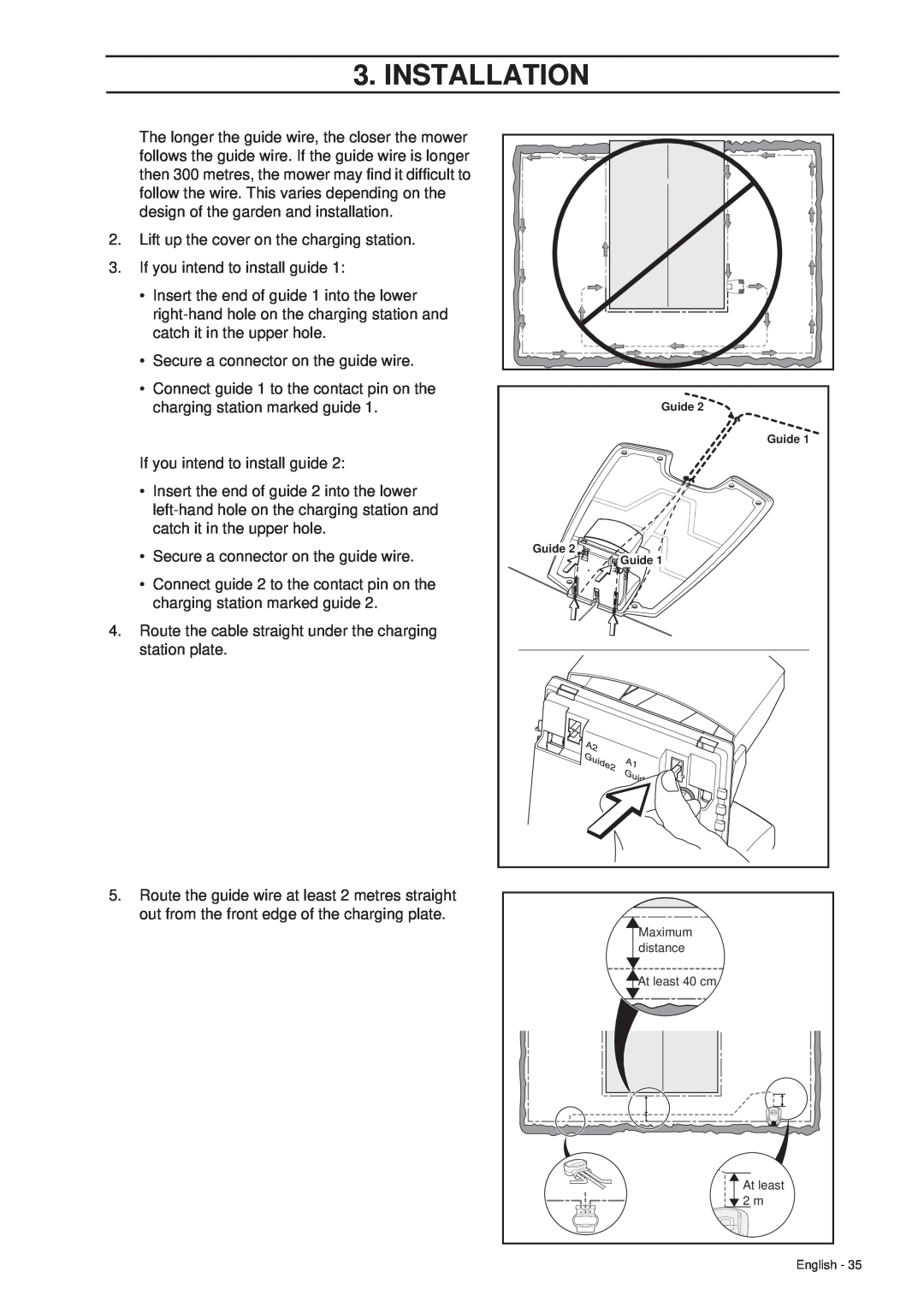 Husqvarna 265 ACX manual Installation, Guide 