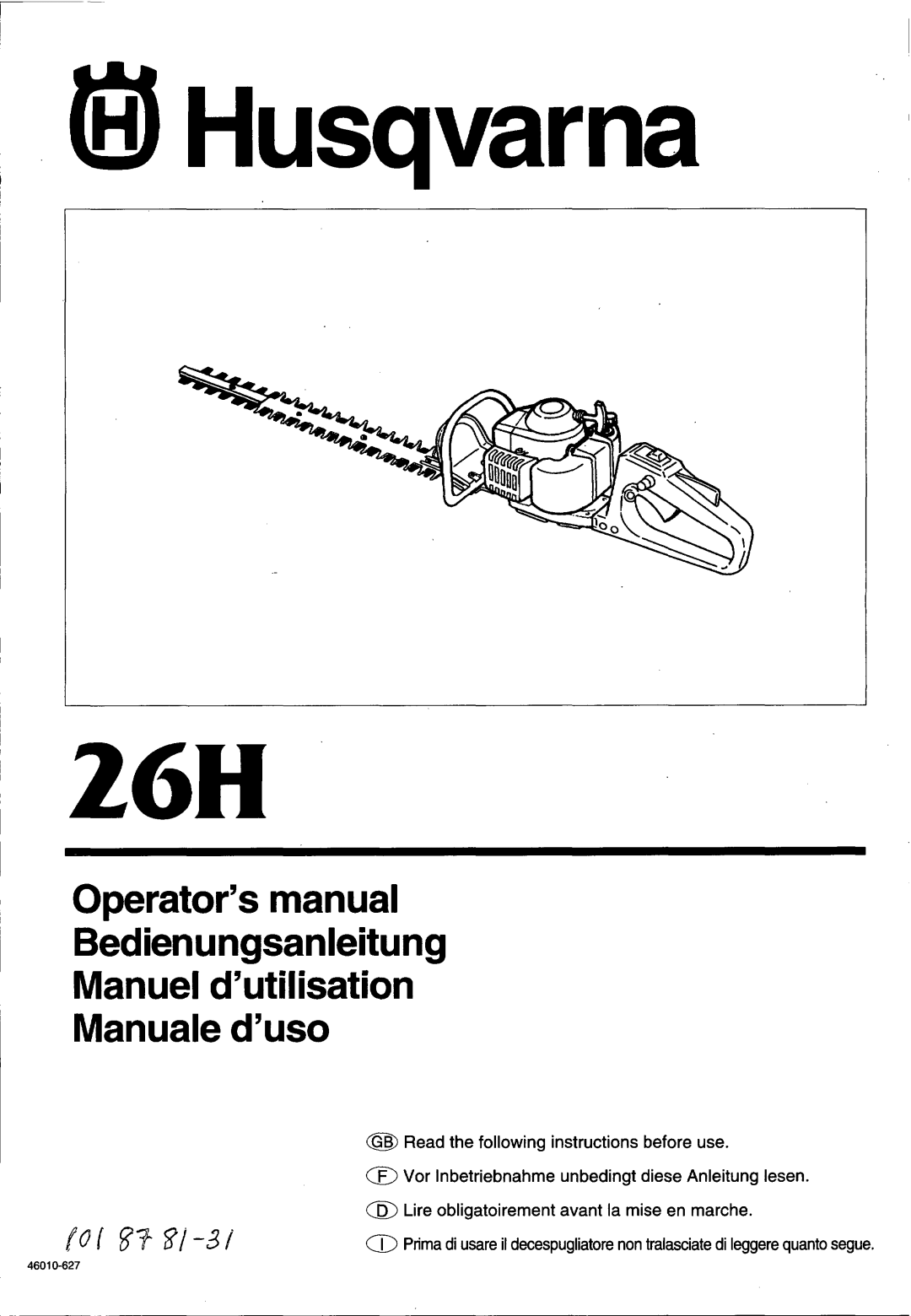 Husqvarna 26H manual 