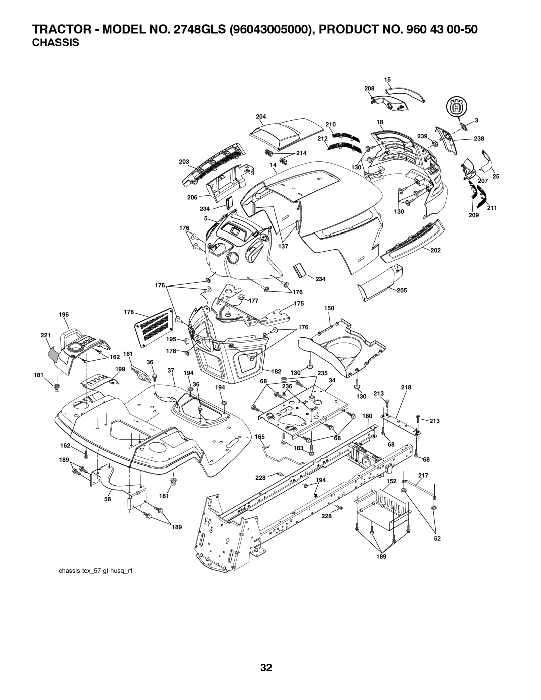 Husqvarna 2748 GLS (CA) manual Chassis, chassis-tex_57-gt-husq_r1 
