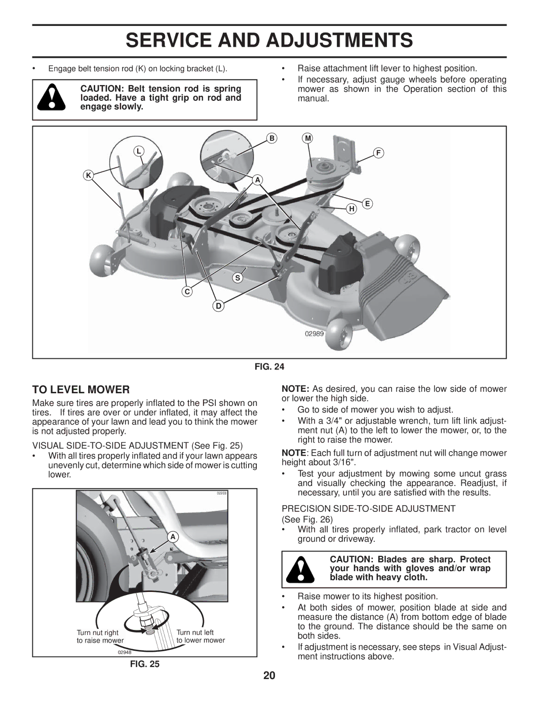 Husqvarna 2748 GLS manual To Level Mower 