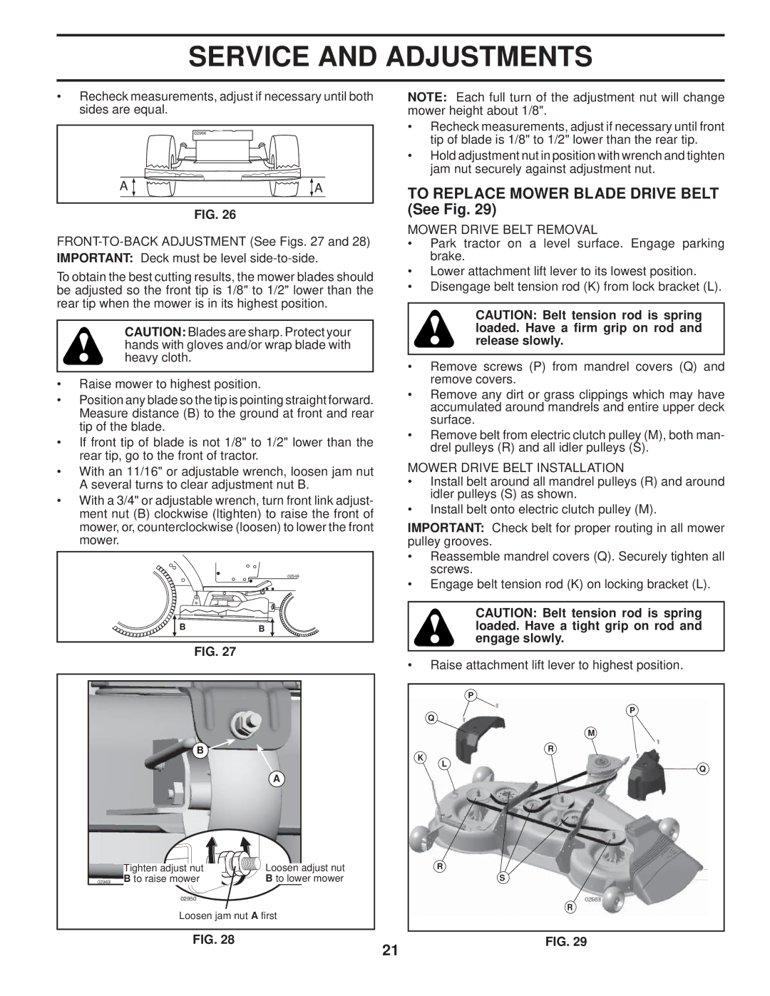 Husqvarna 2748 GLS To Replace Mower Blade Drive Belt See Fig, Mower Drive Belt Removal, Mower Drive Belt Installation 