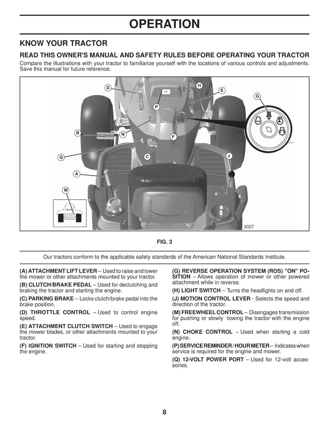 Husqvarna 2748 GLS manual Know Your Tractor 