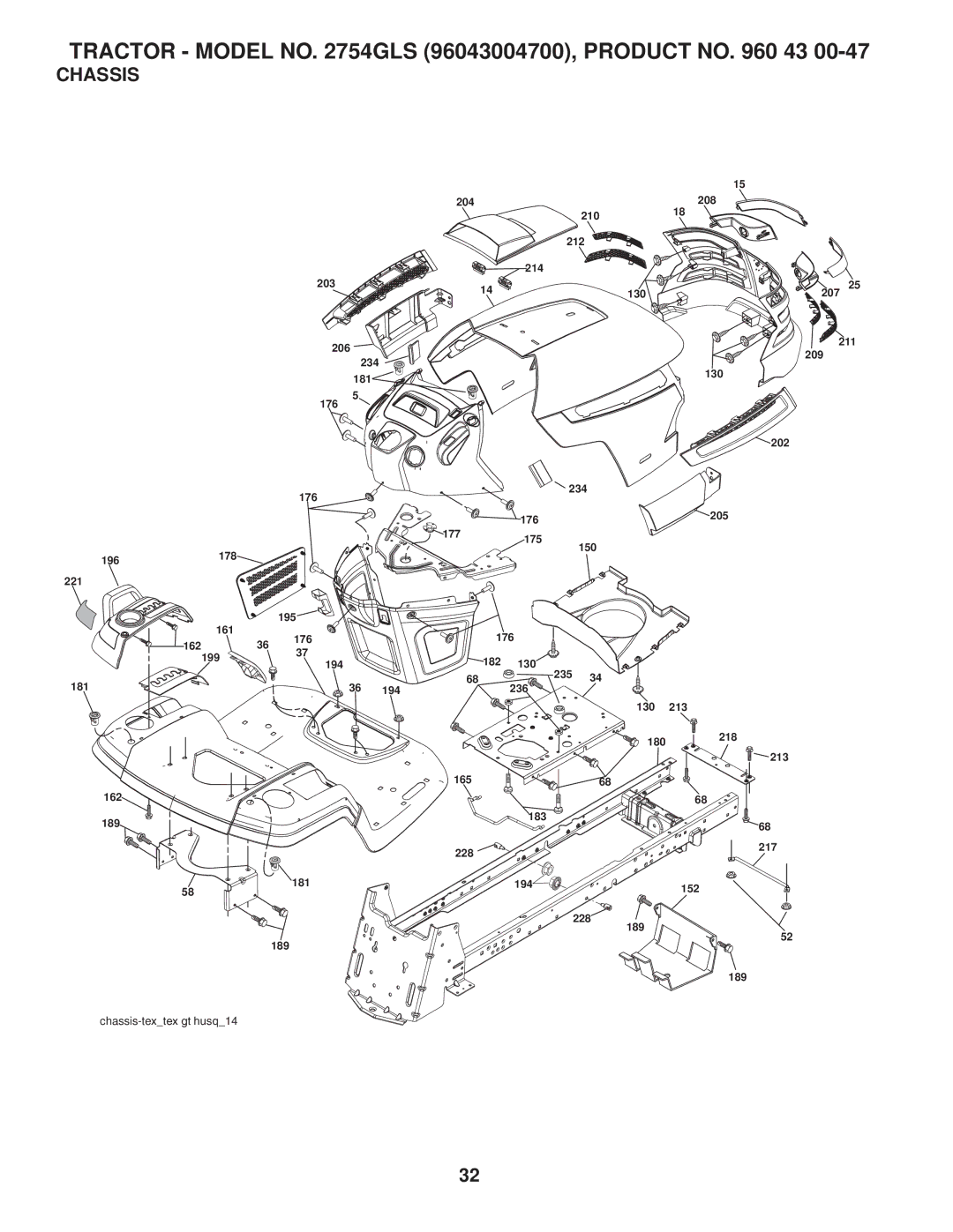 Husqvarna 2754 GLS manual Chassis 