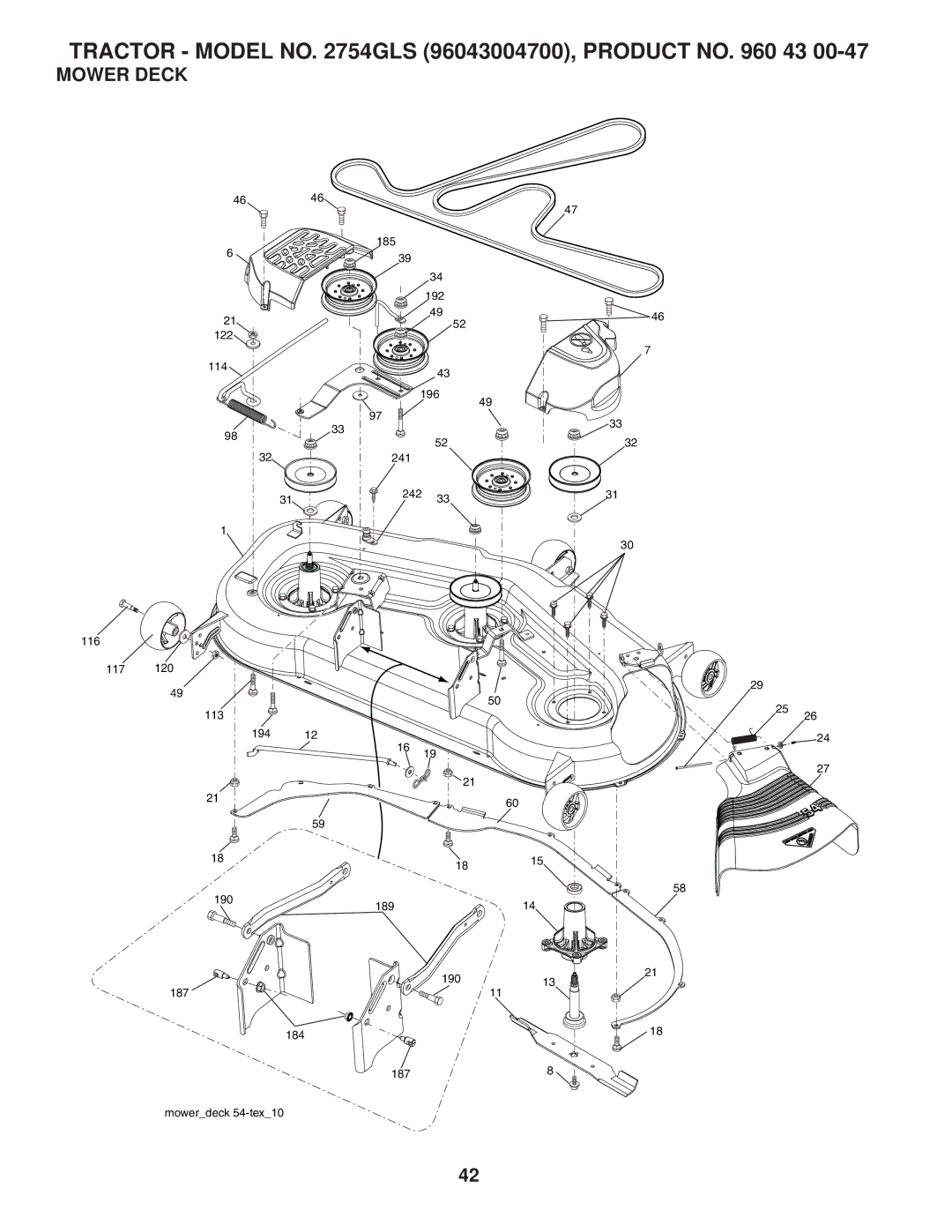 Husqvarna 2754 GLS manual Mower Deck 