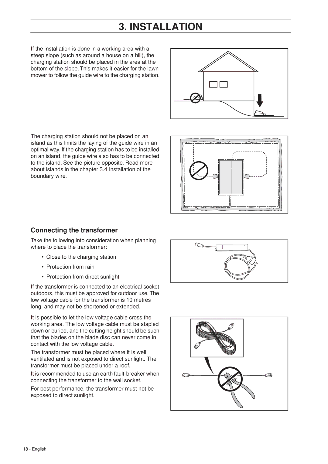 Husqvarna 305 manual Connecting the transformer 