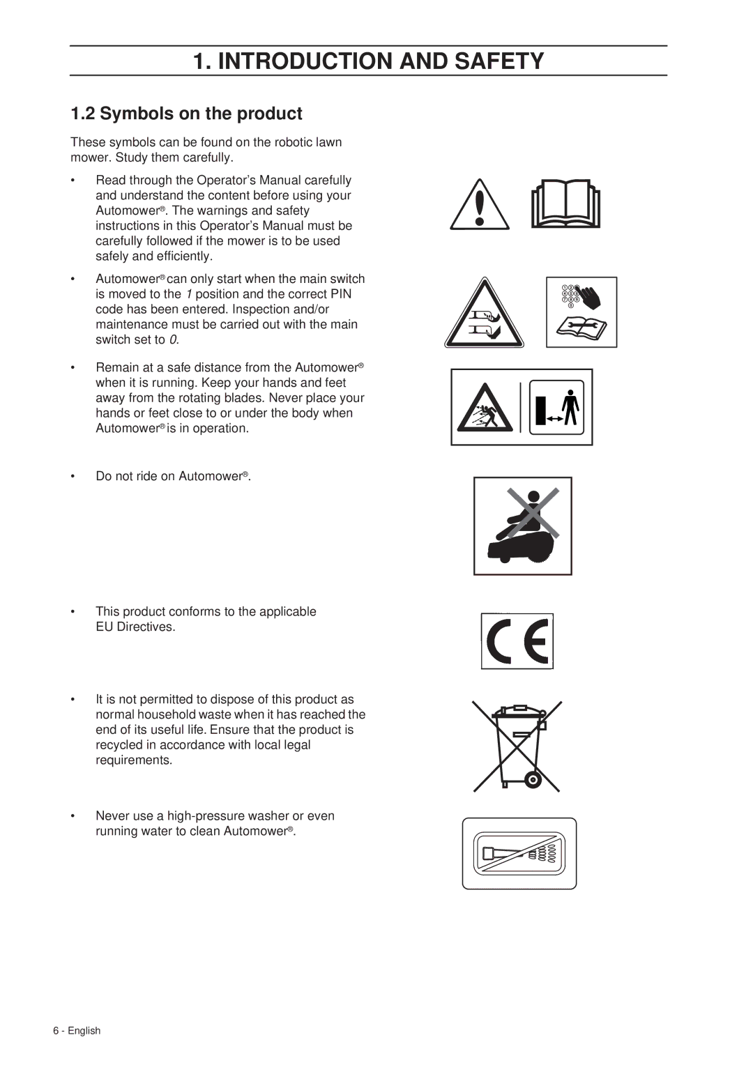 Husqvarna 305 manual Symbols on the product 