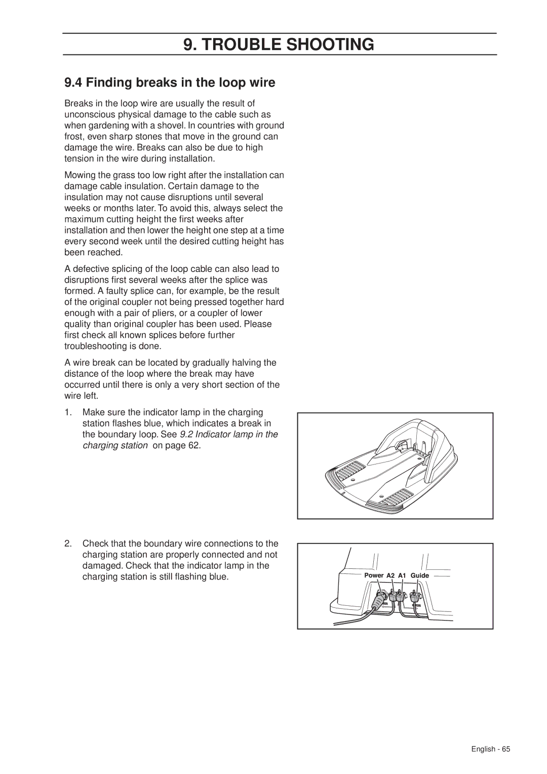 Husqvarna 305 manual Finding breaks in the loop wire 