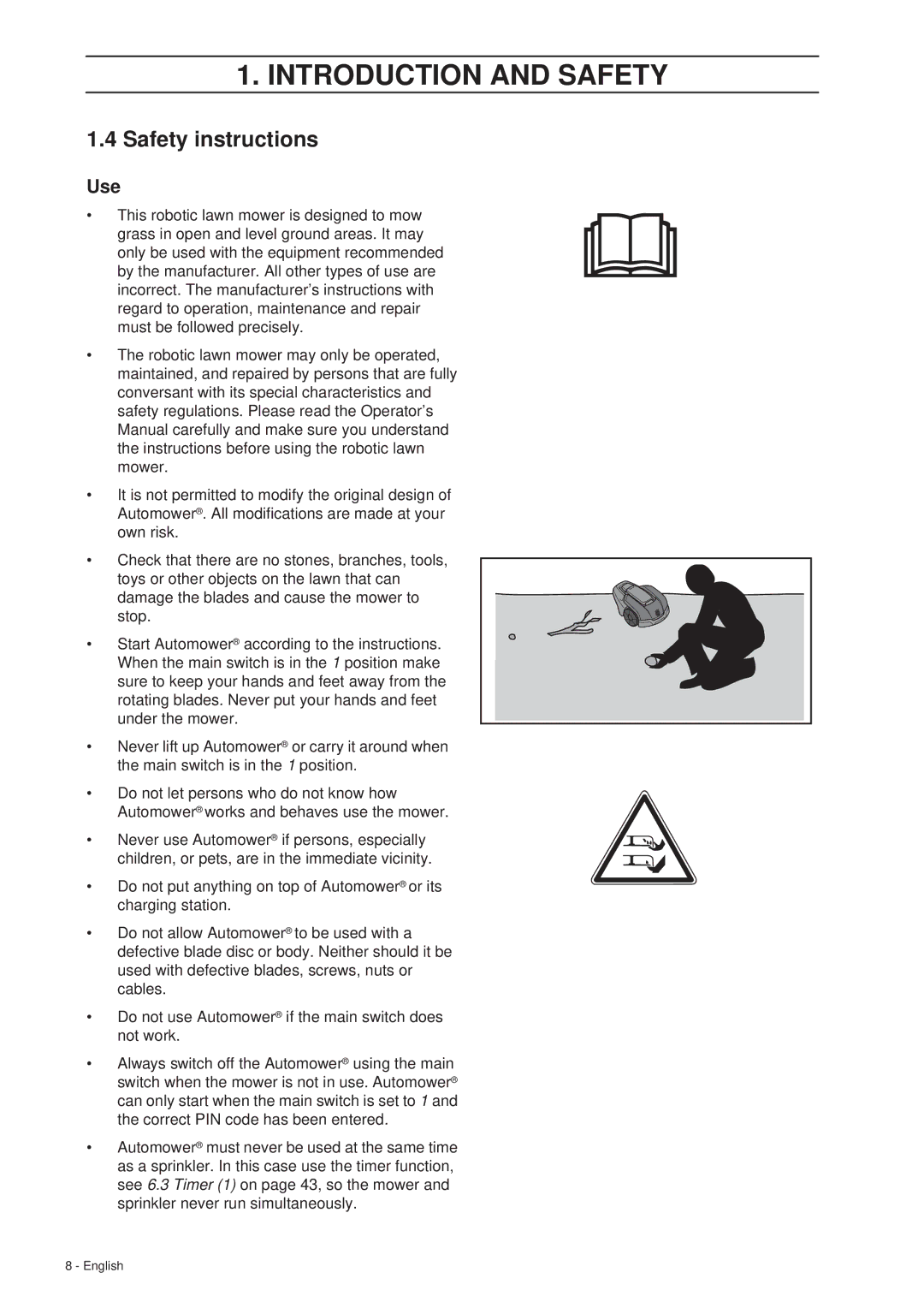 Husqvarna 305 manual Safety instructions, Use 