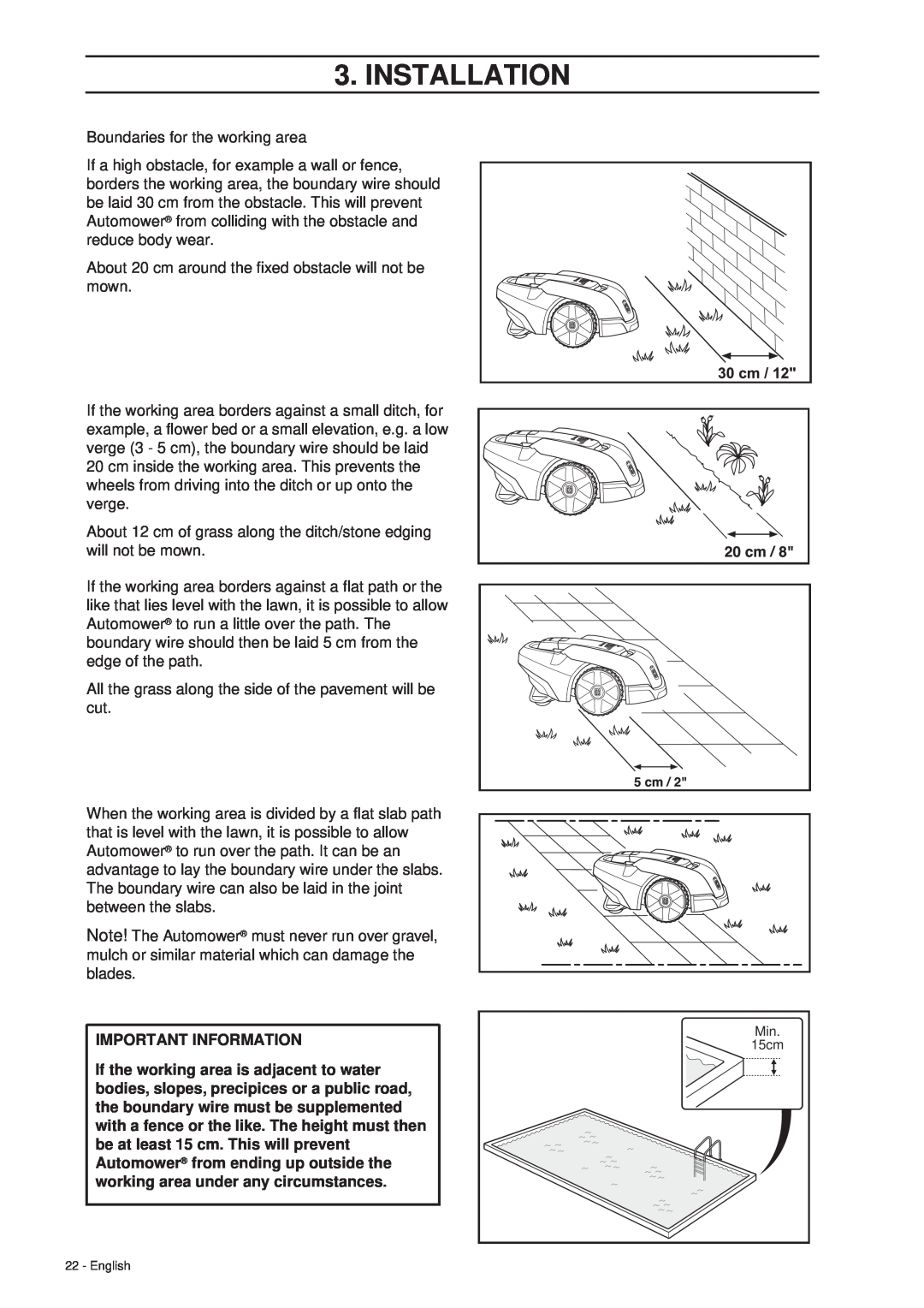 Husqvarna 305 manual Installation, Important Information 