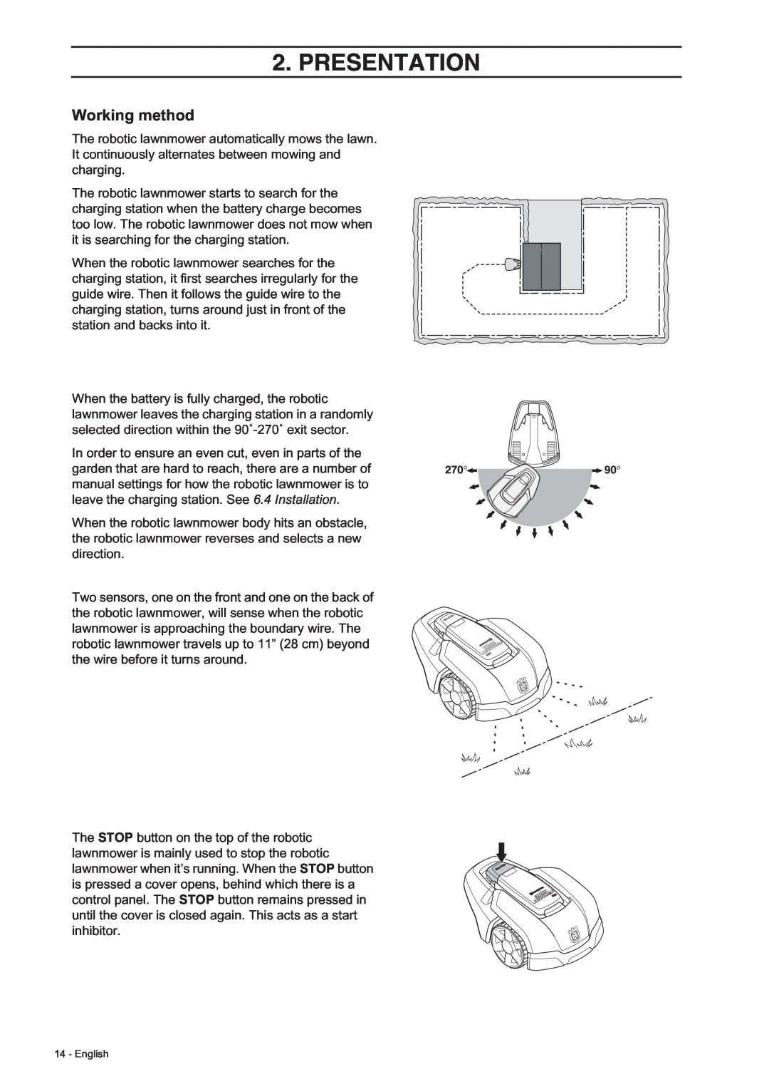 Husqvarna 308, 305 manual Working method, Presentation, English 