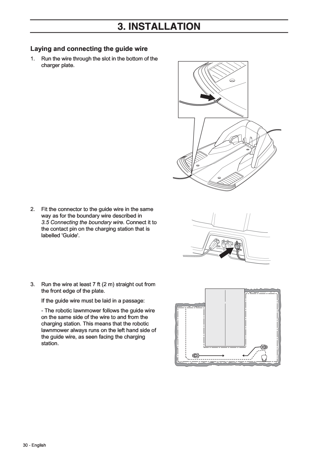 Husqvarna 308, 305 manual Laying and connecting the guide wire, Installation 