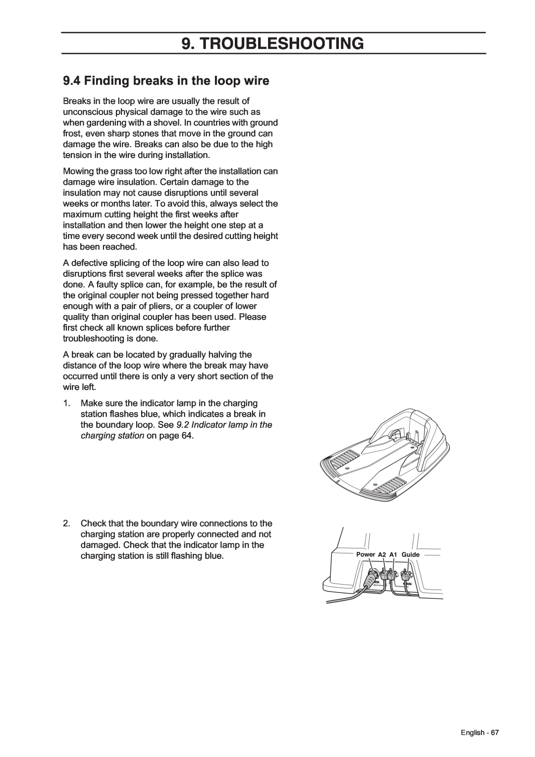 Husqvarna 305, 308 manual Finding breaks in the loop wire, Troubleshooting 