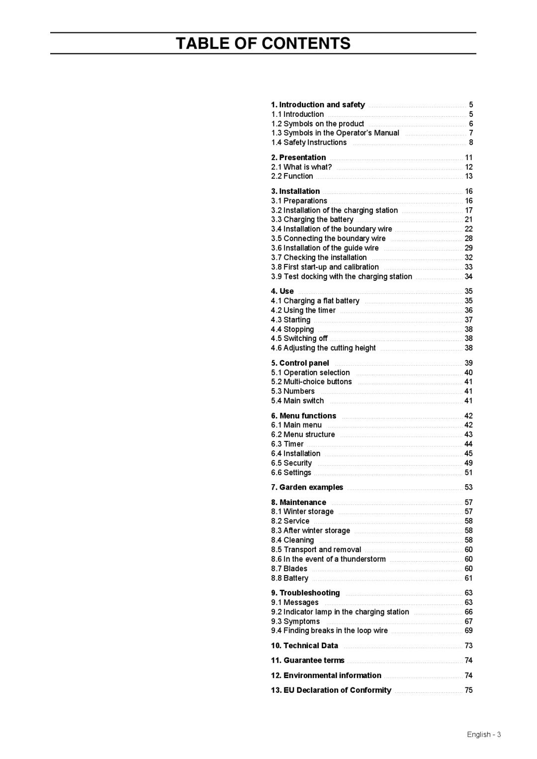 Husqvarna 308 manual Table of Contents 