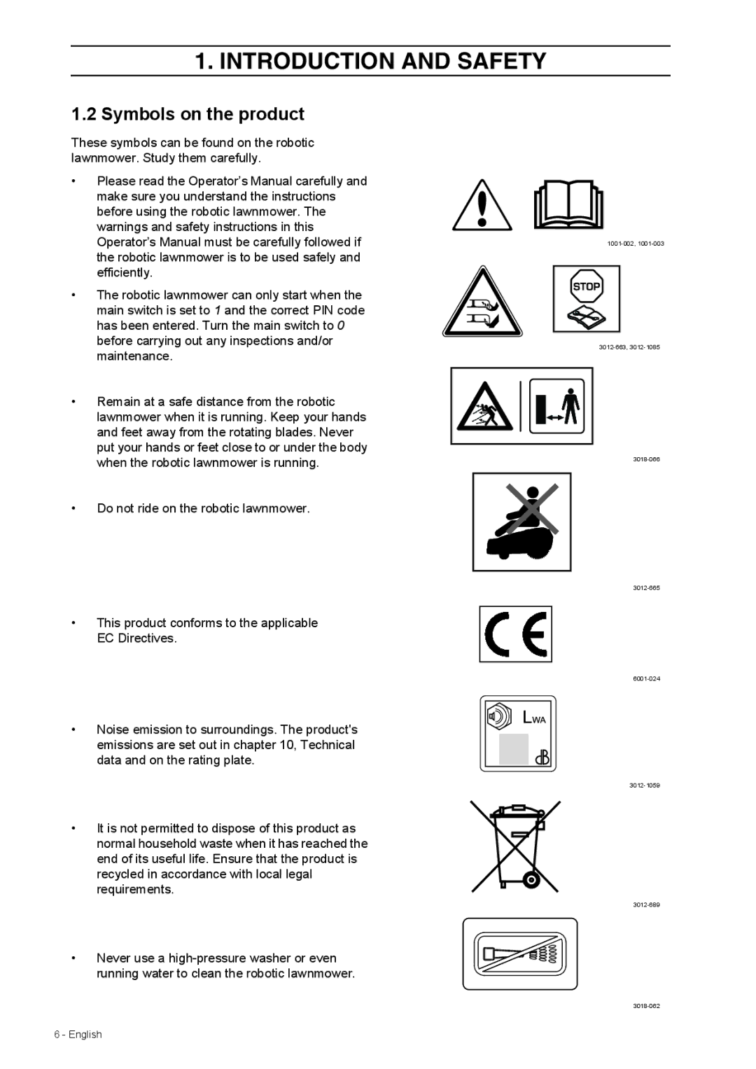 Husqvarna 308 manual Symbols on the product 