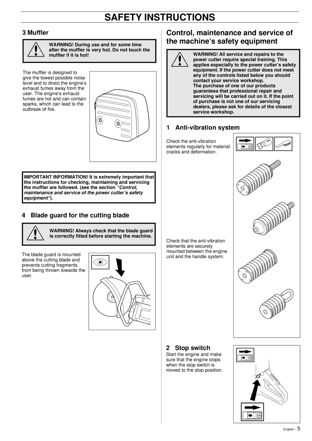 Husqvarna 3120K manual Muffler, Blade guard for the cutting blade 