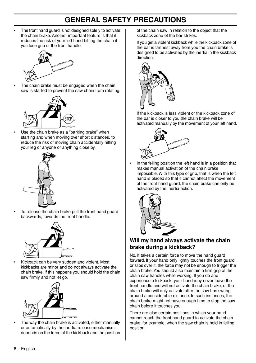 Husqvarna 3120XP manual General Safety Precautions 